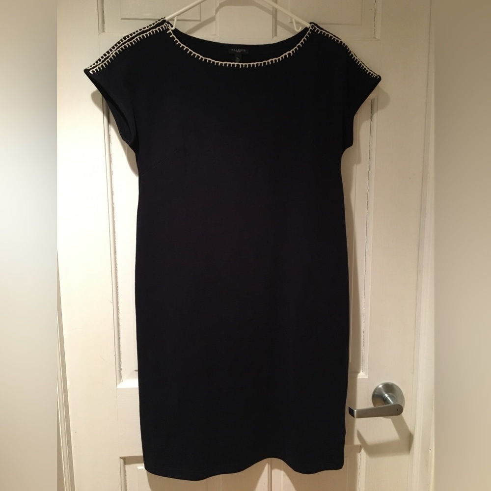 Talbots Petite Short Sleeve Cotton Sheath Dress